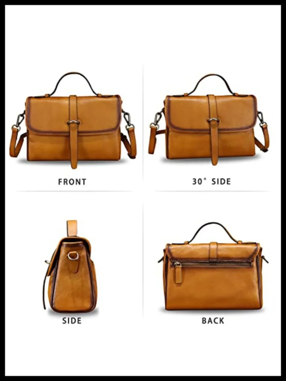 Genuine Leather Handmade Vintage Satchel Purse Crossbody Shoulder Bag with Strap